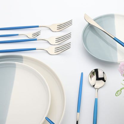 Blue Cutlery Set 18/0 Stainless Steel Gold Dinnerware Set Silverware Flatware Set Dinner Knife Fork Spoon Dropshipping