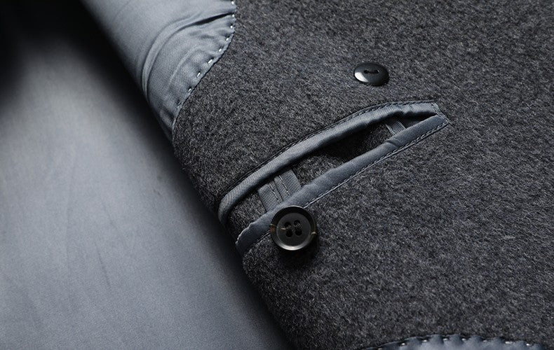 Winter Men's Woolen Coat Thicken Warm Trench Coat Men Wool Casual Double Fashion Breasted Long Overcoat Men