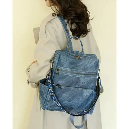 2025 New Women's PU Leather Waterproof Anti-theft Fashion Large Capacity Business Travel College Laptop Backpack Shoulder Bag