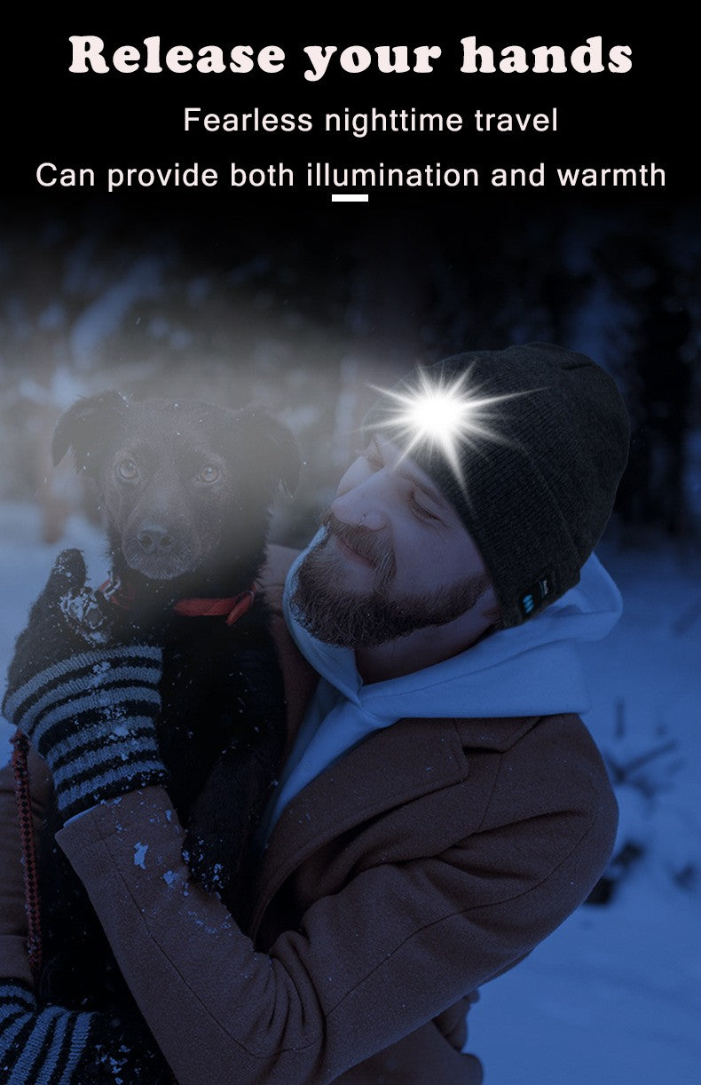 LED Light Knitted Hat Warm Elastic Beanie Autumn Winter Outdoor Sports Night Fishing Hiking Camping Glow Bonnet Unisex Headlight