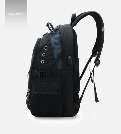 Mochila Masculina Antifurto Impermeável para Notebook de 17 polegadas com Carregamento USB, Mochila de Viagem de Negócios e Escolar Masculina