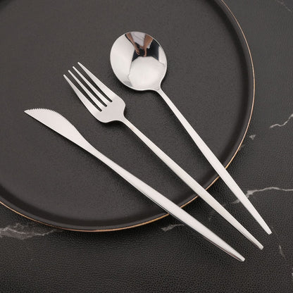 Conjunto de 6 Garfos de Jantar de Aço Inoxidável Polido Talheres Dourados Prateados Utensílios de Cozinha Ocidentais Garfos de Mesa para Restaurante