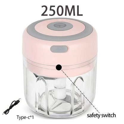 Multifunctional Electric Garlic Chopper 100/250mL Portable Vegetable Grinder Onion Mixer Mashing Machine for Kitchen