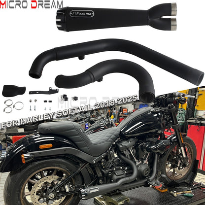 2-in-1 Stainless Steel Motorcycle Exhaust Muffler 1 3/4" to 2" Exhaust Pipes For Harley Low Rider ST Fat Bob FXFB FXFBS 2018-Up