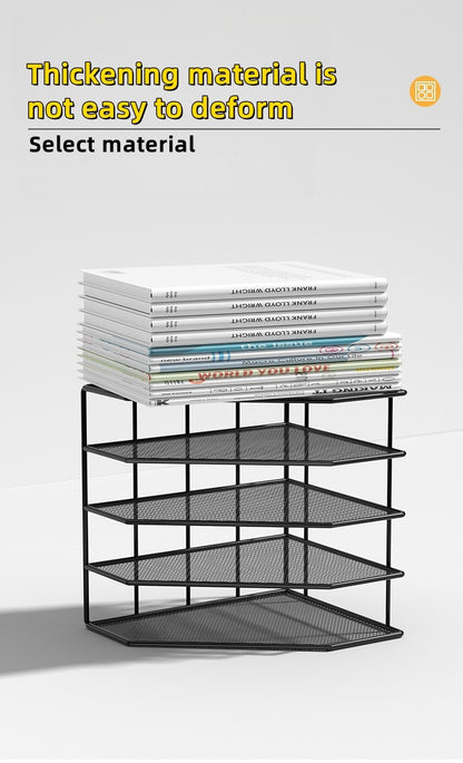 Metal File Rack Office Desk Shelf Standing Desktop File Folder File Box File Storage Box Data Rack Stationery Organizer File