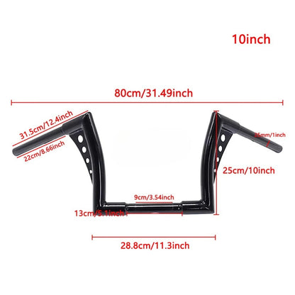 Guidões de motocicleta Glide de 10/12/14/16 polegadas para Harley 883 883n 883XL 1200 Hardman Soft Tail HONDA Iron Horse