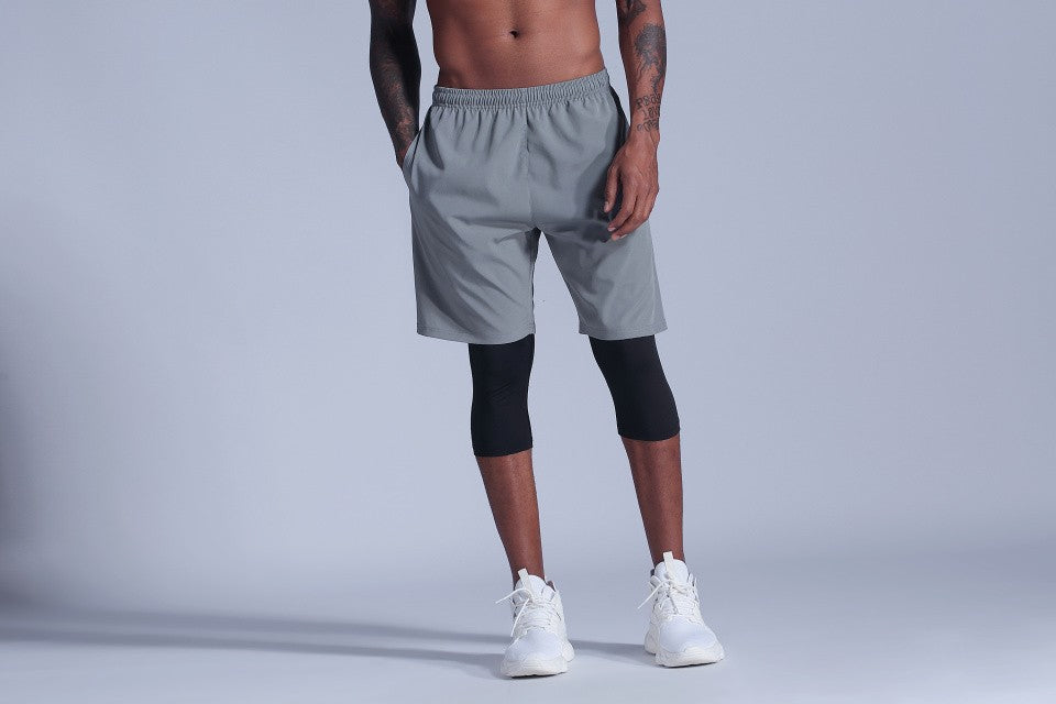 2 in 1 Compression Pants Mens basketball shorts Leggings sport Running Shorts High Elastic Dry Fit Training Tights Jogging Pants