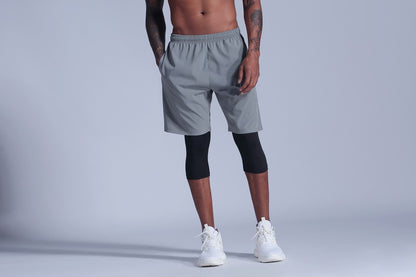 2 in 1 Compression Pants Mens basketball shorts Leggings sport Running Shorts High Elastic Dry Fit Training Tights Jogging Pants