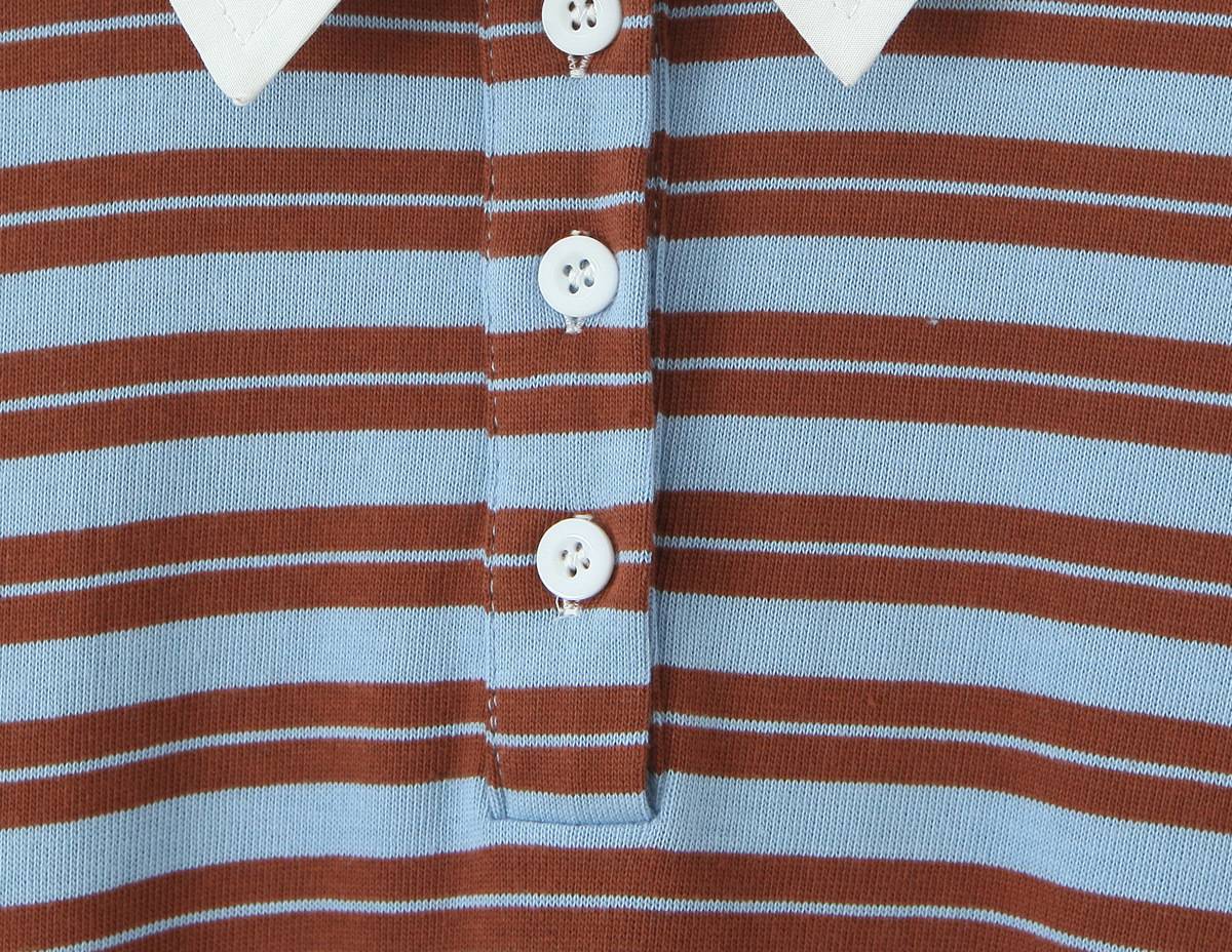 Autumn New Striped Loose Polo Collar Women Tops Fashion Vintage Patchwork Long Sleeve T Shirt Streetwear Women Basic Tops