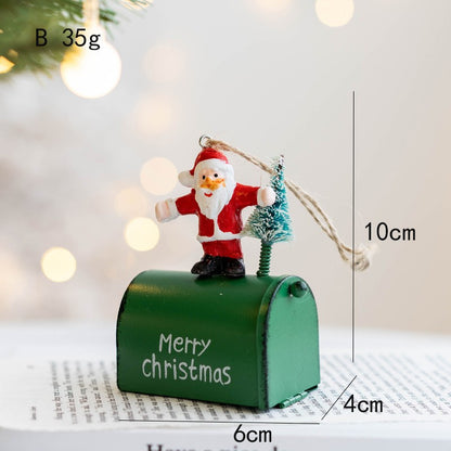 Metal Iron Red Mailbox Hanging Ornament Christmas Tree Pendant Letters To Santa Claus Home Christmas Decoration