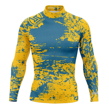 New Men's Surfing Shirt Gold Coast Lycra Rashguard RIGHTTRACK Long Sleeve Surf Sportswear Beach UV Swimwear UPF50+ Clothes