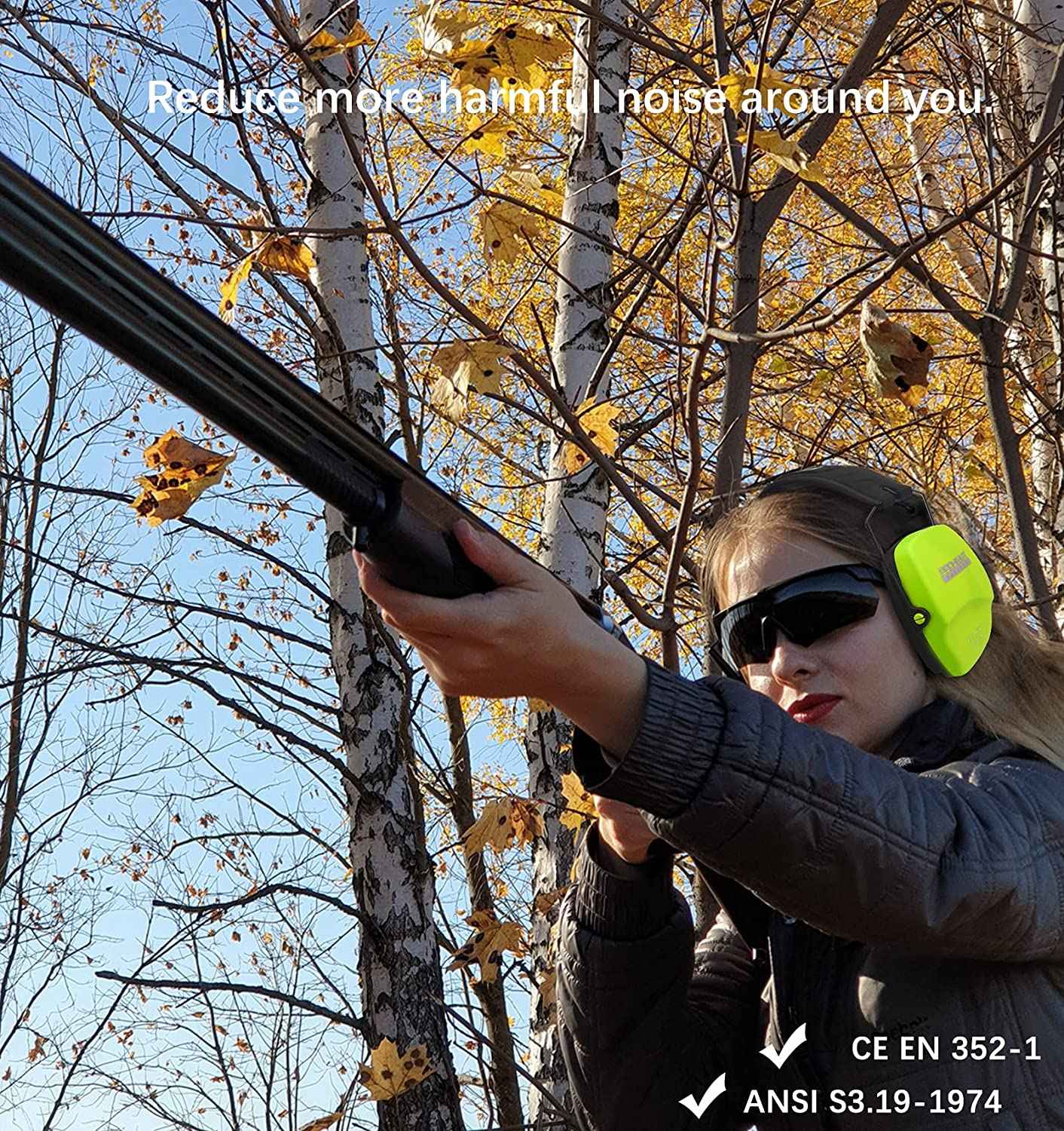 ZOHAN Shooting Ear Protection Safety Earmuffs Noise Reduction Slim Passive Hearing Protector for Huning NRR26dB