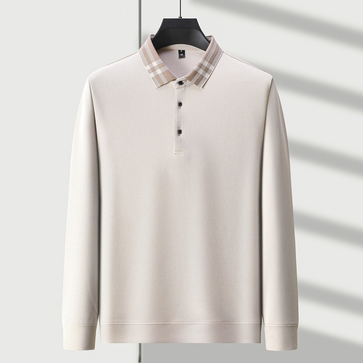 Light luxury brand polo shirt long sleeved spring and autumn new style comfortable and breathable casual striped lapel T-shirt