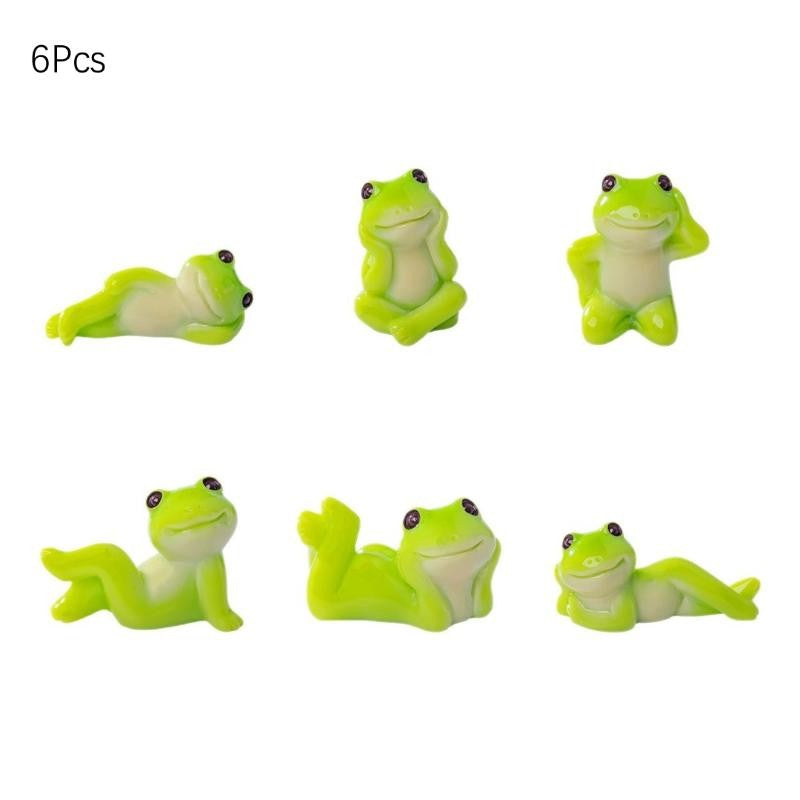 5/6Pcs Cartoon Funny Frog Figurine Ornament Desktop Living Room Micro Landscape Fish Tank Aquarium Decoration Accessories