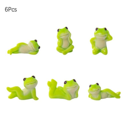 5/6Pcs Cartoon Funny Frog Figurine Ornament Desktop Living Room Micro Landscape Fish Tank Aquarium Decoration Accessories
