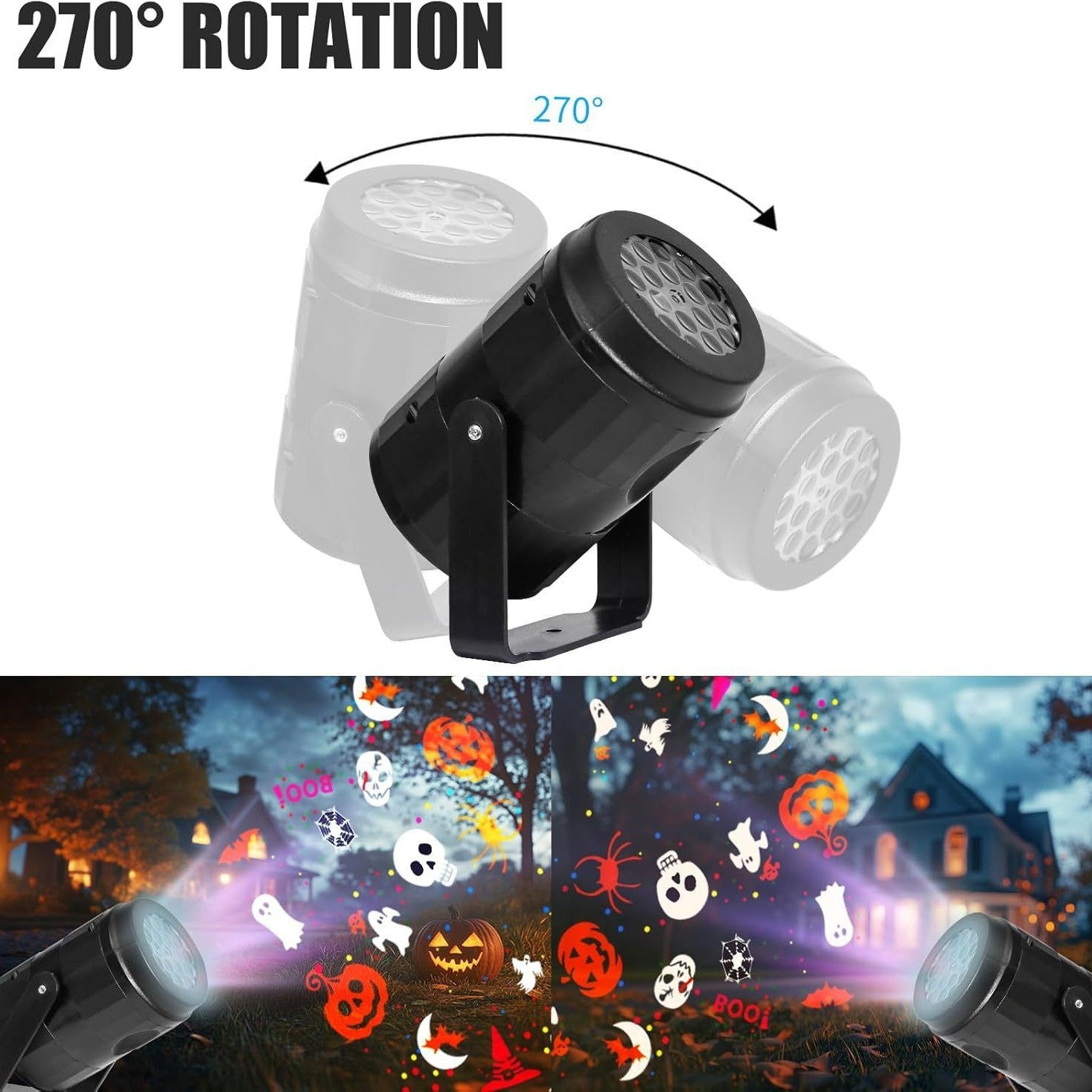 Pumpkin/Snowflake Projector Lights Outdoor/Indoor USB Rotating Pumpkin Ghost Ambient Light Halloween Christmas Festive Decor