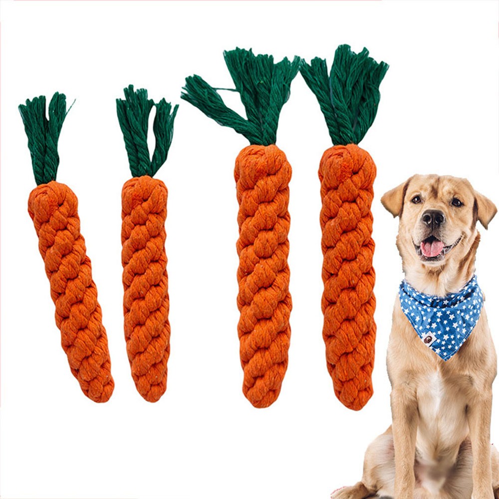 1 Peça Cenoura Corda Mordedor Brinquedos para Cães Brinquedos Seguros Duráveis Trançados para Cães Mordedores Resistentes para Filhotes Molares Limpeza de Dentes Corda de Algodão