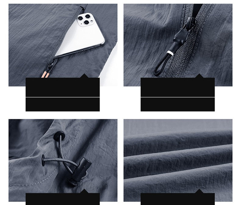 Summer Outdoor Quick Dry Sun-Protective Thin Jacket Men Hiking Fishing Cycling Hooded Gym Sport Windbreaker Ultra Light Coats