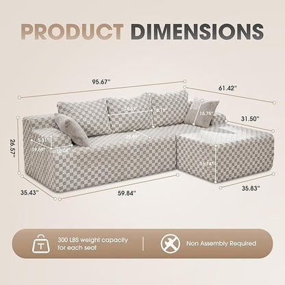 Modular L-Shaped 3-Seat Sectional | Memory Foam with Deep Seating & Storage Modules | Living Room Sofa