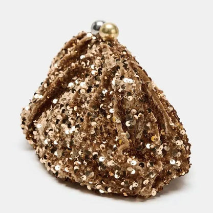 SEQUIN CLUTCH, New Luxury Designer Handbag for Ladies Elegant, Spacious Clip bag with Chains, Women's Fashion Shoulder Bag