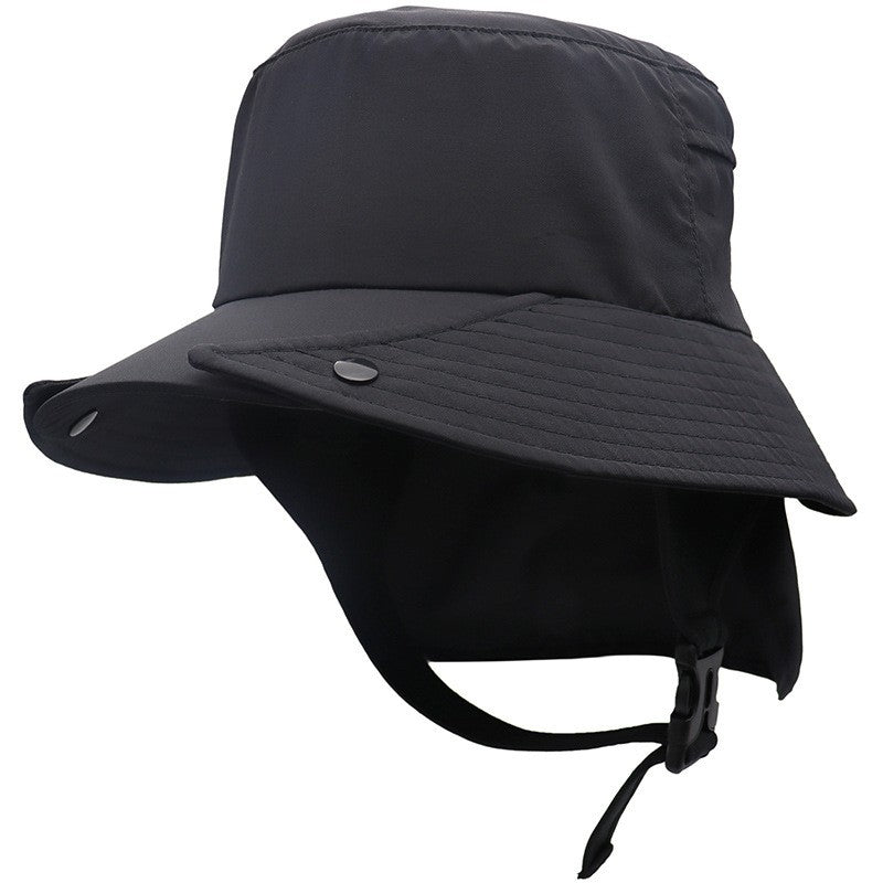 UPF50+ Men Surfing Hat Wide-brimmed Surf Cap Men Hat Breathable Brim Sunshade Quick-drying Beach Cool Cap Windproof Bucket Hat