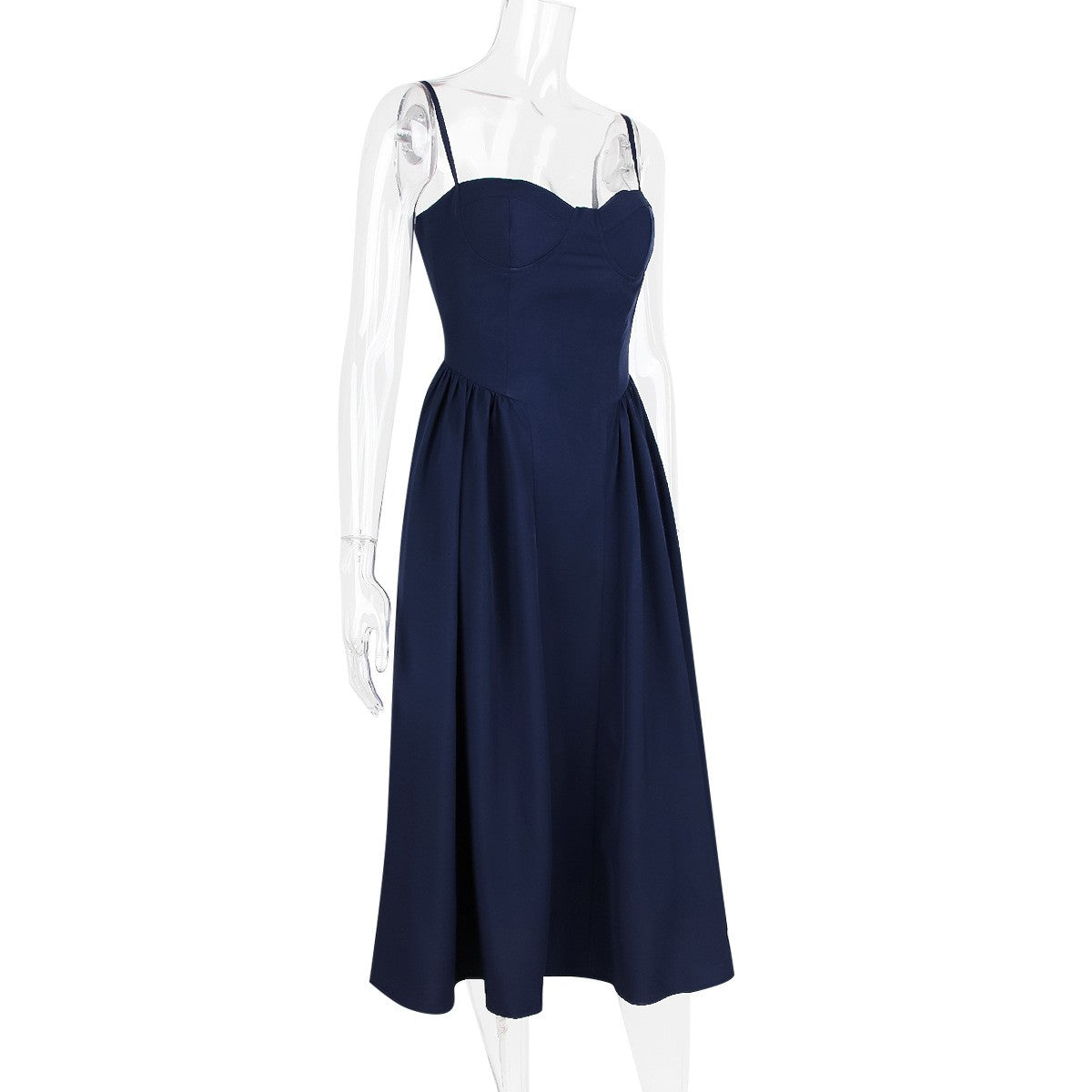 Summer Women Elegant Sleeveless Backless Pleated Dresses Lady Sexy Solid Sling M