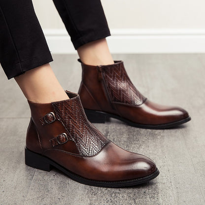 2025 Men's Fashion Chelsea Boots Comfortable Leather Upper Dry Inner Non-Slip Rubber Sole Casual Resistant Ankle Dress Boots