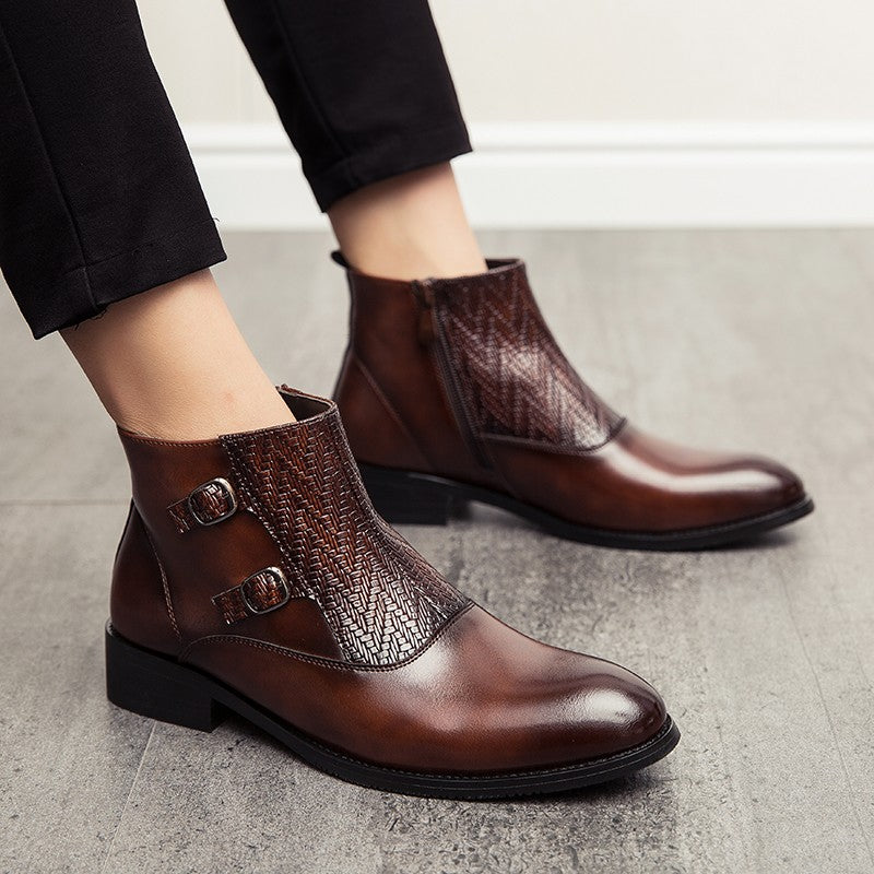 2025 Men's Fashion Chelsea Boots Comfortable Leather Upper Dry Inner Non-Slip Rubber Sole Casual Resistant Ankle Dress Boots