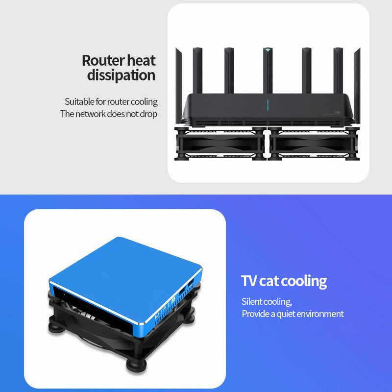 TEUCER 120mmx120mmx25mm 80mmx80mmx25mm 5V USB Exhaust Cooling Fan with Metal Mesh Foot Mat for Router TV Set-top Box Cooling