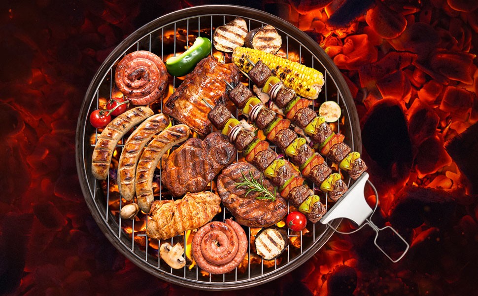 3Pcs Skewer Sticks Kabob Sticks for Grilling 14'' 3 Way Grill Skewers Metal Barbecue Skewers with Push Rod Sliders BBQ Accessory