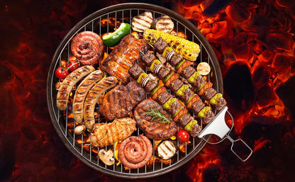 3Pcs Skewer Sticks Kabob Sticks for Grilling 14'' 3 Way Grill Skewers Metal Barbecue Skewers with Push Rod Sliders BBQ Accessory