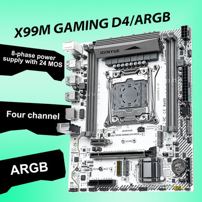 Computador Gamer ARGB X99 LGA 2011-3 Placa-Mãe XEON Intel E5 2620 2666 2670 2678 V3 V4 suporte para Memória DDR4 RECC NON-ECC NVME