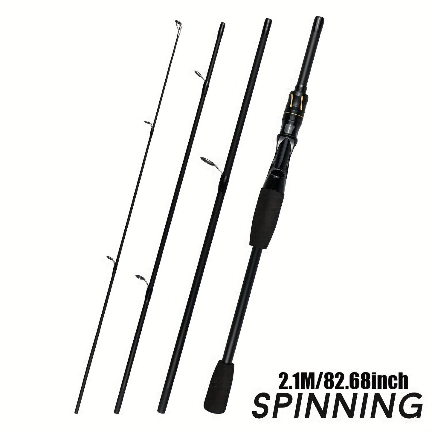 Vara De Pesca De Fibra De Carbono 1.8M/2.1M Vara De Viagem Portátil, Anel Guia De Cerâmica Requintado E Suave, Punho De Eva De Alta Densidade