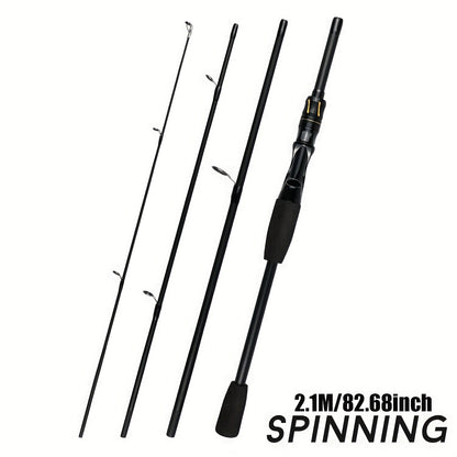 Vara De Pesca De Fibra De Carbono 1.8M/2.1M Vara De Viagem Portátil, Anel Guia De Cerâmica Requintado E Suave, Punho De Eva De Alta Densidade