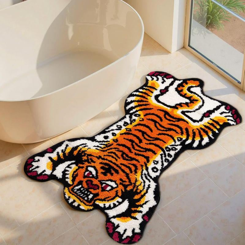 Tiger Pattern Bedroom Decor Plush Carpet Irregular Shape Carpets for Living Room Thick Study Irregular Floor Mat Fluffy Soft Rug