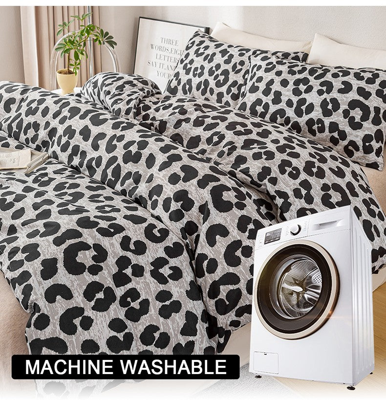 3pcs Leopard Print Duvet Cover Set, Soft Skin-Friendly Bedding Set Includes 1 Duvet Cover And 2 Pillowcases