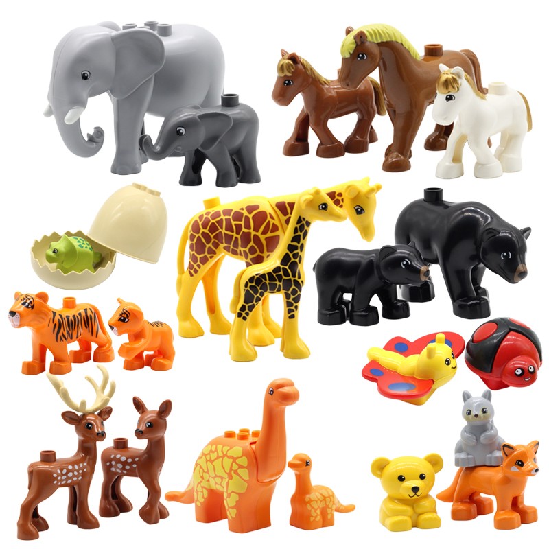 Grandes Blocos de Montar Animais Acessórios Compatíveis com Conjuntos de Tijolos de Zoo Dinossauro Criatividade Brinquedos DIY para Crianças Presente