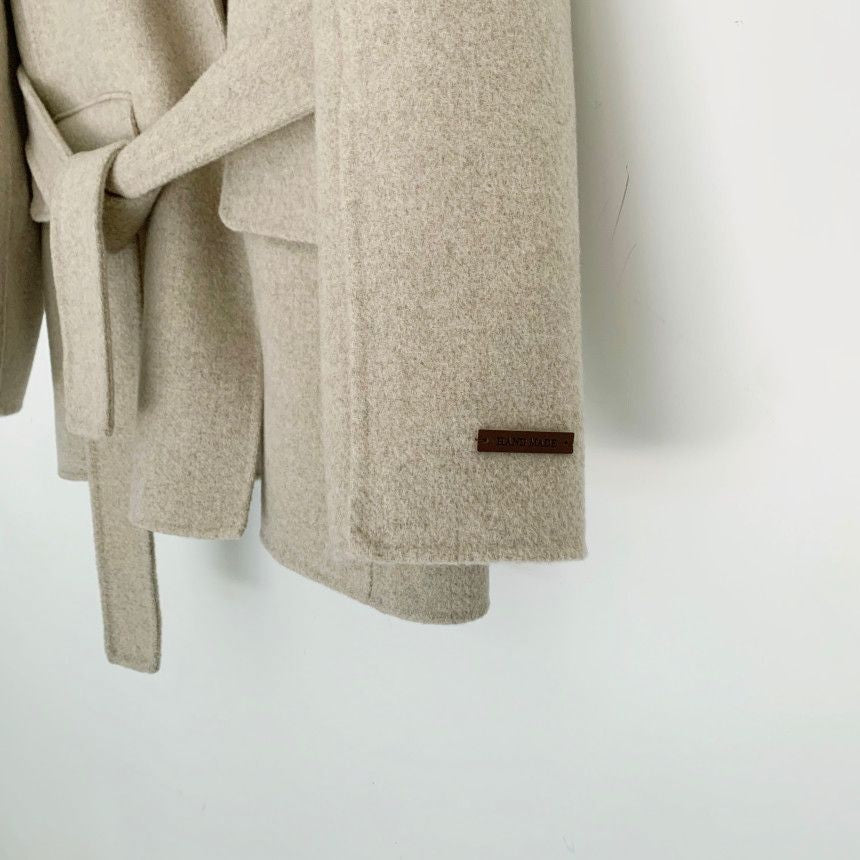 Retro Chic Autumn Winter Woolen Coat One Button Long Sve Suit Collar Waist Cinched Side Slit Warm Knitwear for Women