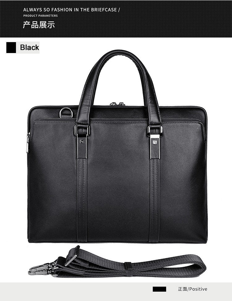 Pasta de Couro Genuíno de Luxo para Homens, Bolsa de Couro para Negócios, Bolsa para Laptop de 15,6", Pasta de Escritório Masculina, Porta-Documentos, Bolsa de Ombro