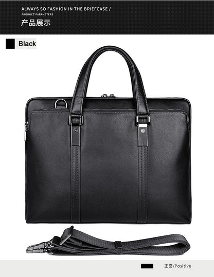 Pasta de Couro Genuíno de Luxo para Homens, Bolsa de Couro para Negócios, Bolsa para Laptop de 15,6", Pasta de Escritório Masculina, Porta-Documentos, Bolsa de Ombro