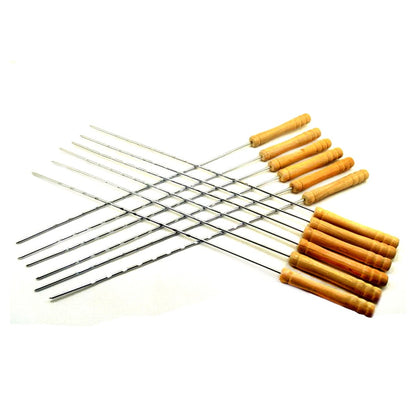 10PCS Twisted Barbecue Skewers Set 30cm Stainless Steel BBQ Skewers for Grilling Cooking Camping Picnic Party
