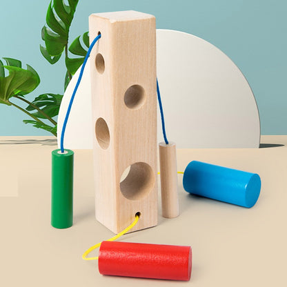 Conjunto de Colunas para Bebês e Crianças Pequenas, Blocos de Construção de Posicionamento, Cordas de Correspondência, Exercício para Bebês, Habilidade de Coordenação Olho-Mão, Brinquedos Educacionais de Madeira para Iluminação da Educação Infantil