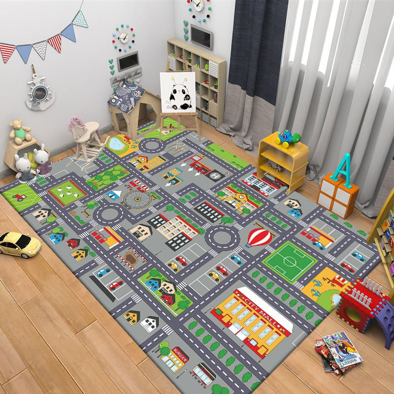 Creative Cartoon Car Track Living Room Rugs Children's Bedroom Bedside Floor Carpet Sofa Coffee Table Rug Puzzle Game Carpets