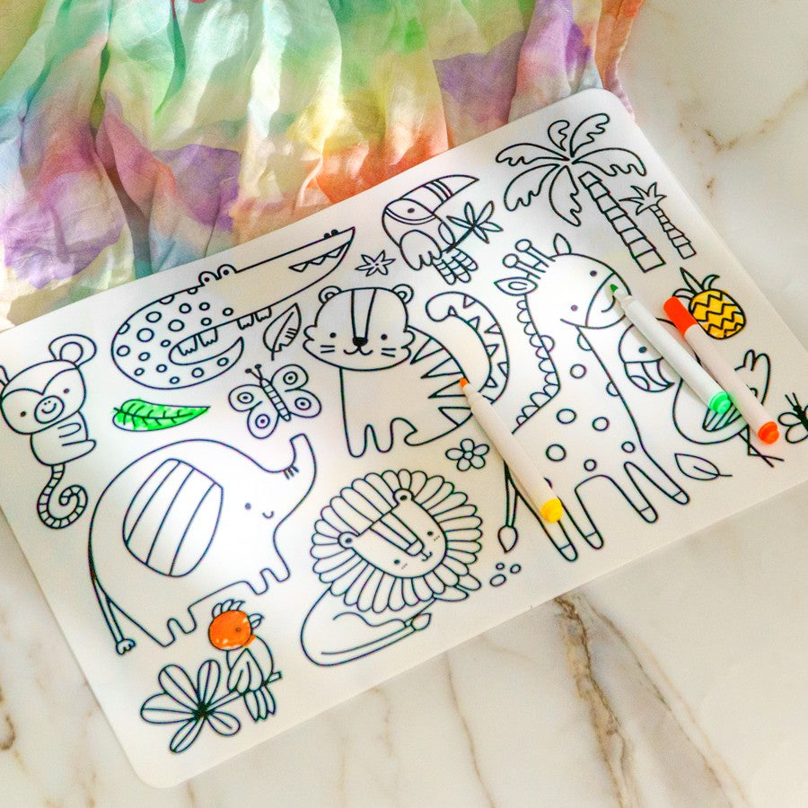 Personalized DIY Color Silicone Baby Placemats Cartoon Pattern Table Placemats Reusable Doodle Drawing Mat Baby Stuff