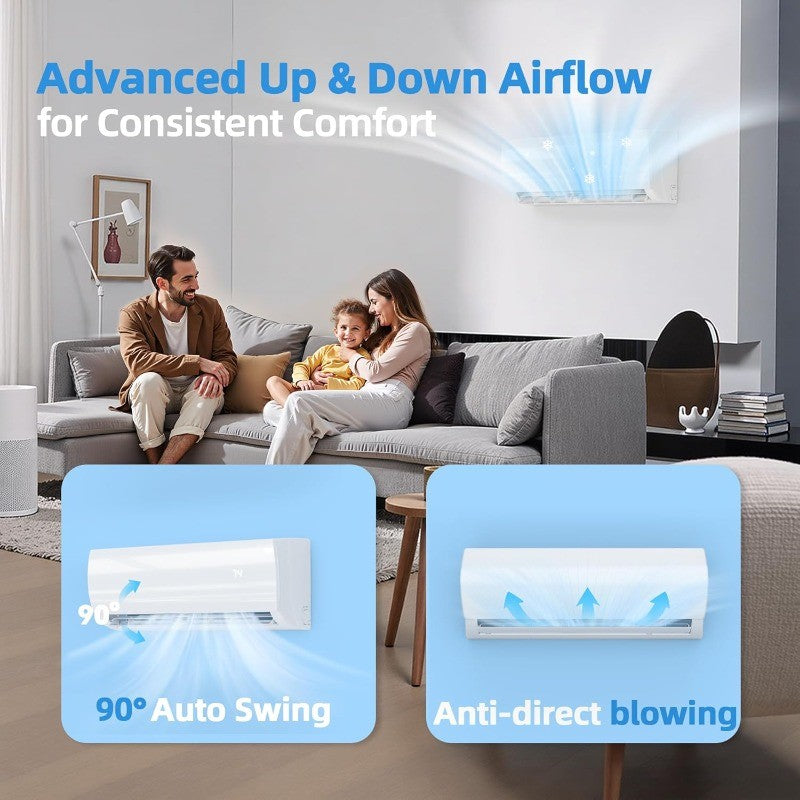 12000BTU Mini Split Air Conditioner & Heater with Inverter, 19 SEER2 115V Energy Saving AC Unit Cools Rooms