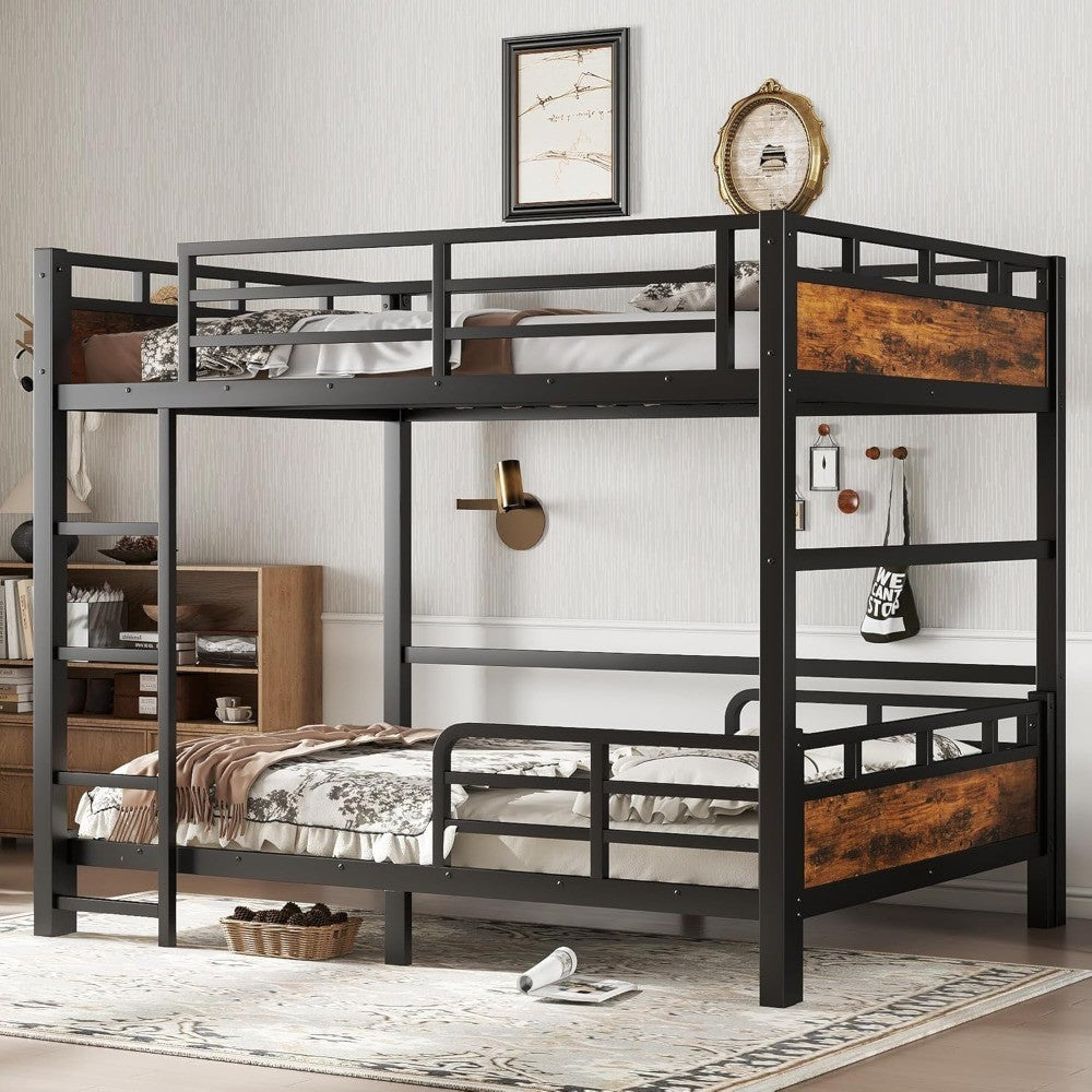 Double Decker Bunk Bed with Headboard and Full-Sized Safety Rail, Detachable Full-Size Bunk Beds, Sturdy Heavy-Duty Bunk Beds fo