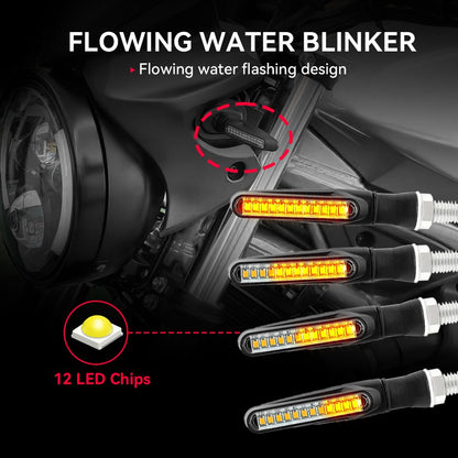 Piscas de Led para Motocicleta Indicadores de Direção Âmbar Piscante Luz de Freio Traseira Sinalizadora Lanterna DRL para Motocicleta 12V