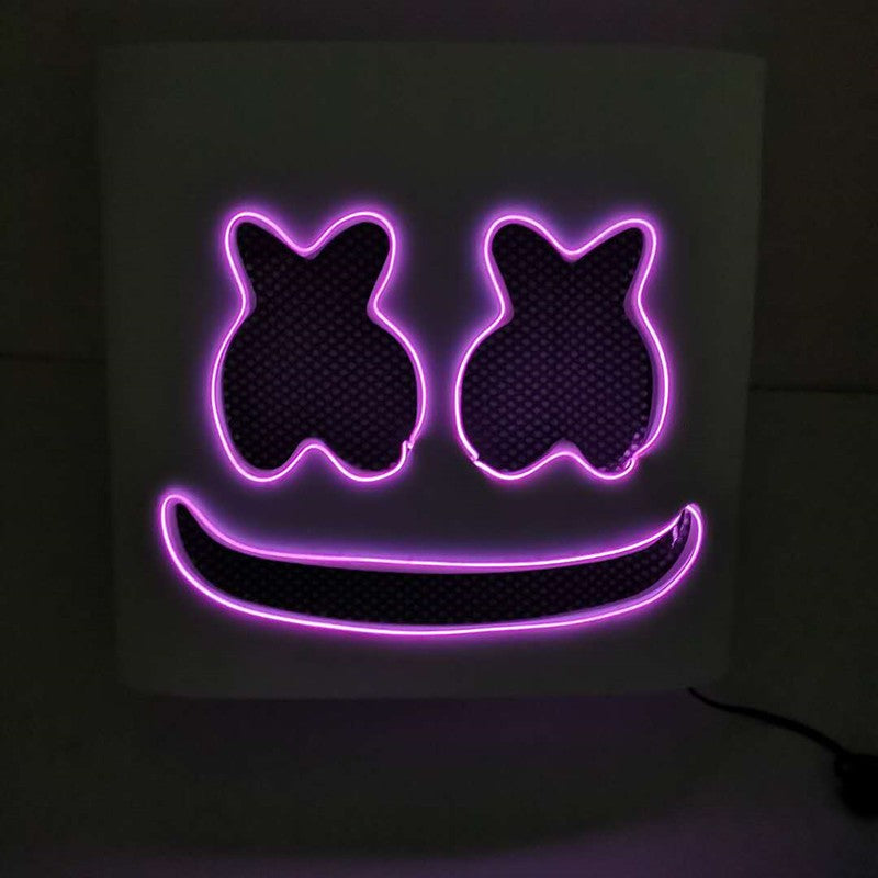 Fashion Luminous LED Mask DJ Costumes Accessories Glow Supplies Neon Light Marshmallow Mask For Music Festival Nightclub Dance