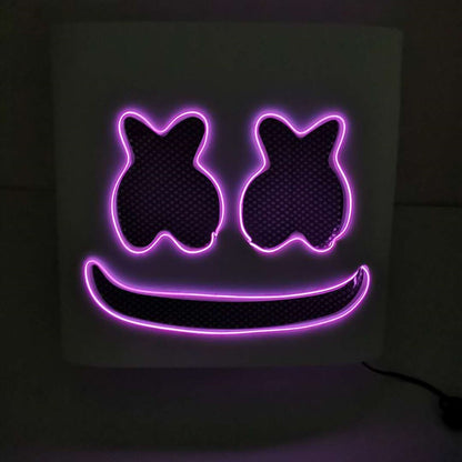 Fashion Luminous LED Mask DJ Costumes Accessories Glow Supplies Neon Light Marshmallow Mask For Music Festival Nightclub Dance