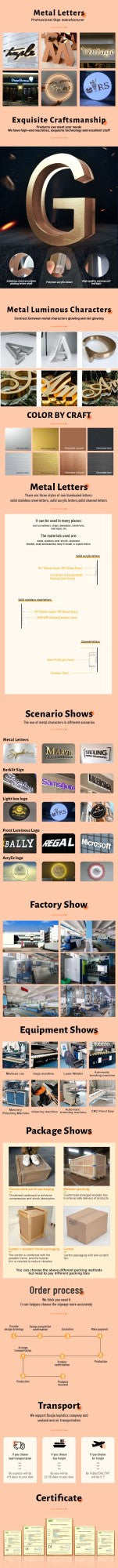 Custom Business Logo Large Metal Letters Company Logo Outdoor 3D Metal Sign Office Storefront Illuminated Backlit Stainless Sign
